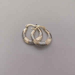ARETES TEJIDO ARRACADAS COMBINADAS HUECAS 14K 1.9 GR (NUEVO)
