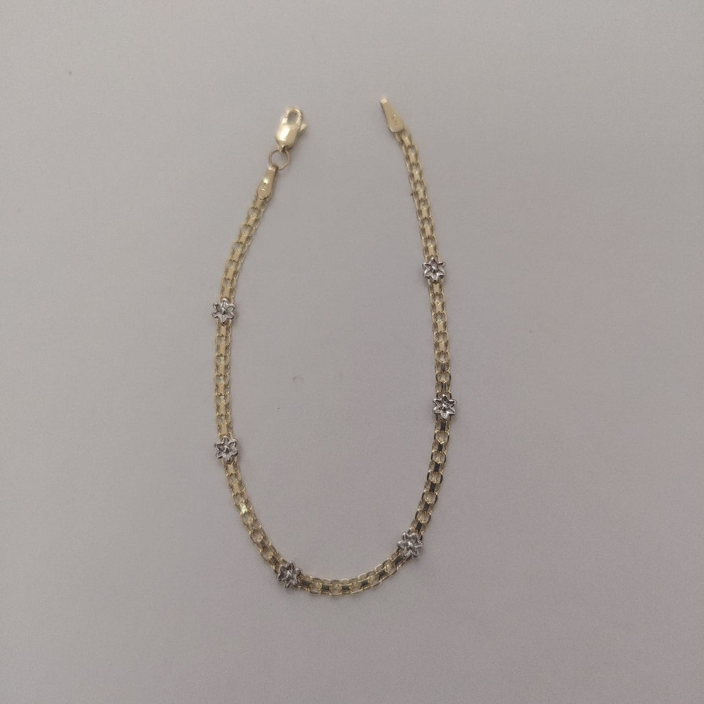 PULSERA ESPECIAL C FLORES 14K 18 CM 3 GR (NUEVO)