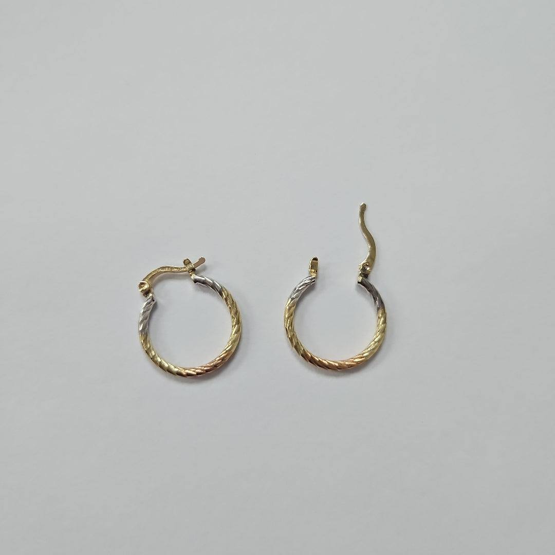 ARETES TEJIDO ARRACADAS TZL COMBINADAS 14K 1.8 GR (NUEVO)