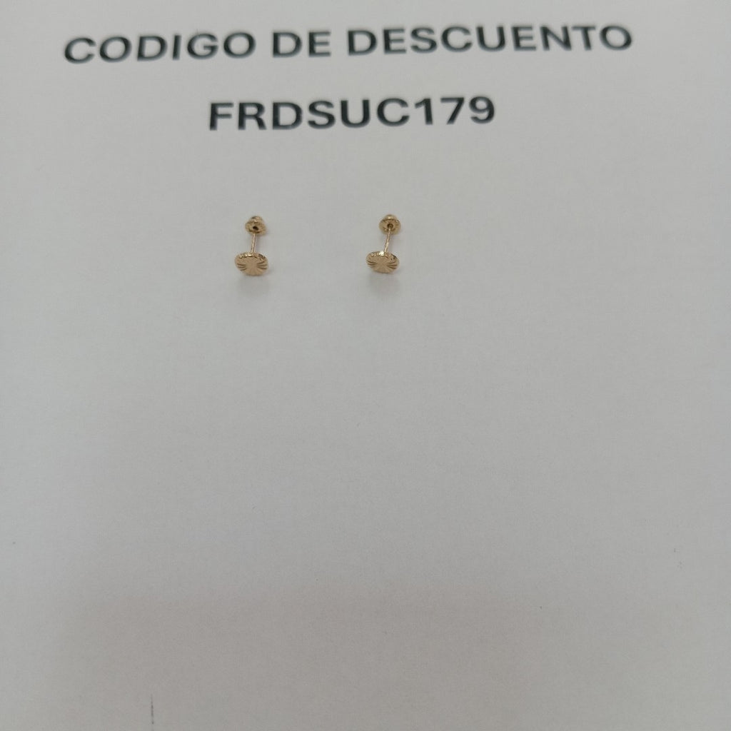 BROQUELES BROQUEL FIG BOTON RAYADO 14K 0.1577 GR (NUEVO)