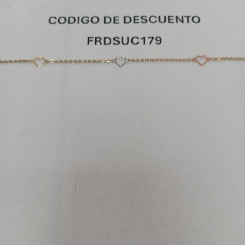 PULSERA ESPECIAL CON CORAZONES 10K 18 CM 1.2 GR (NUEVO)