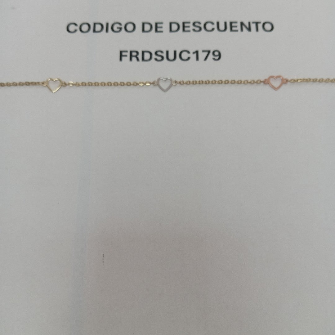 PULSERA ESPECIAL CON CORAZONES 10K 18 CM 1.2 GR (NUEVO)