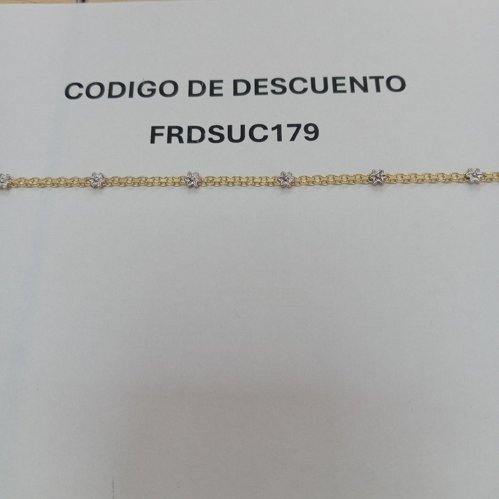 PULSERA ESPECIAL C FLORES 14K 18 CM 3 GR (NUEVO)
