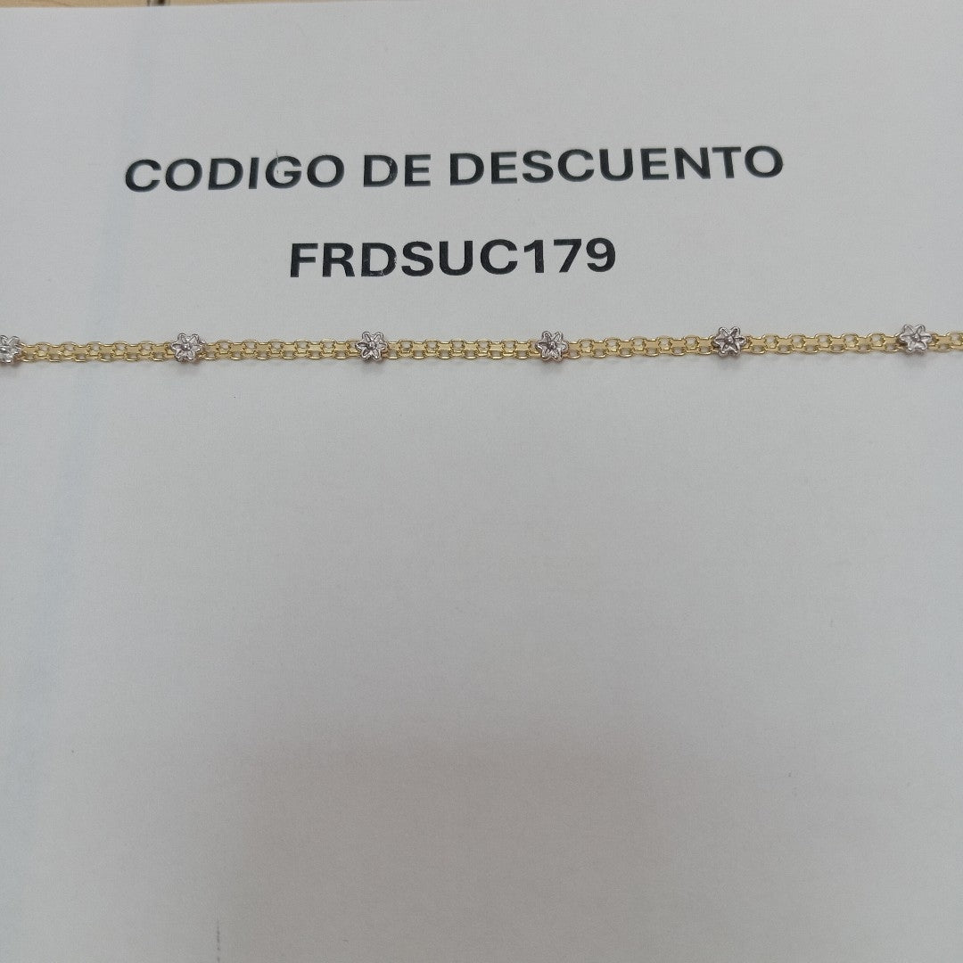 PULSERA ESPECIAL C FLORES 14K 18 CM 3 GR (NUEVO)