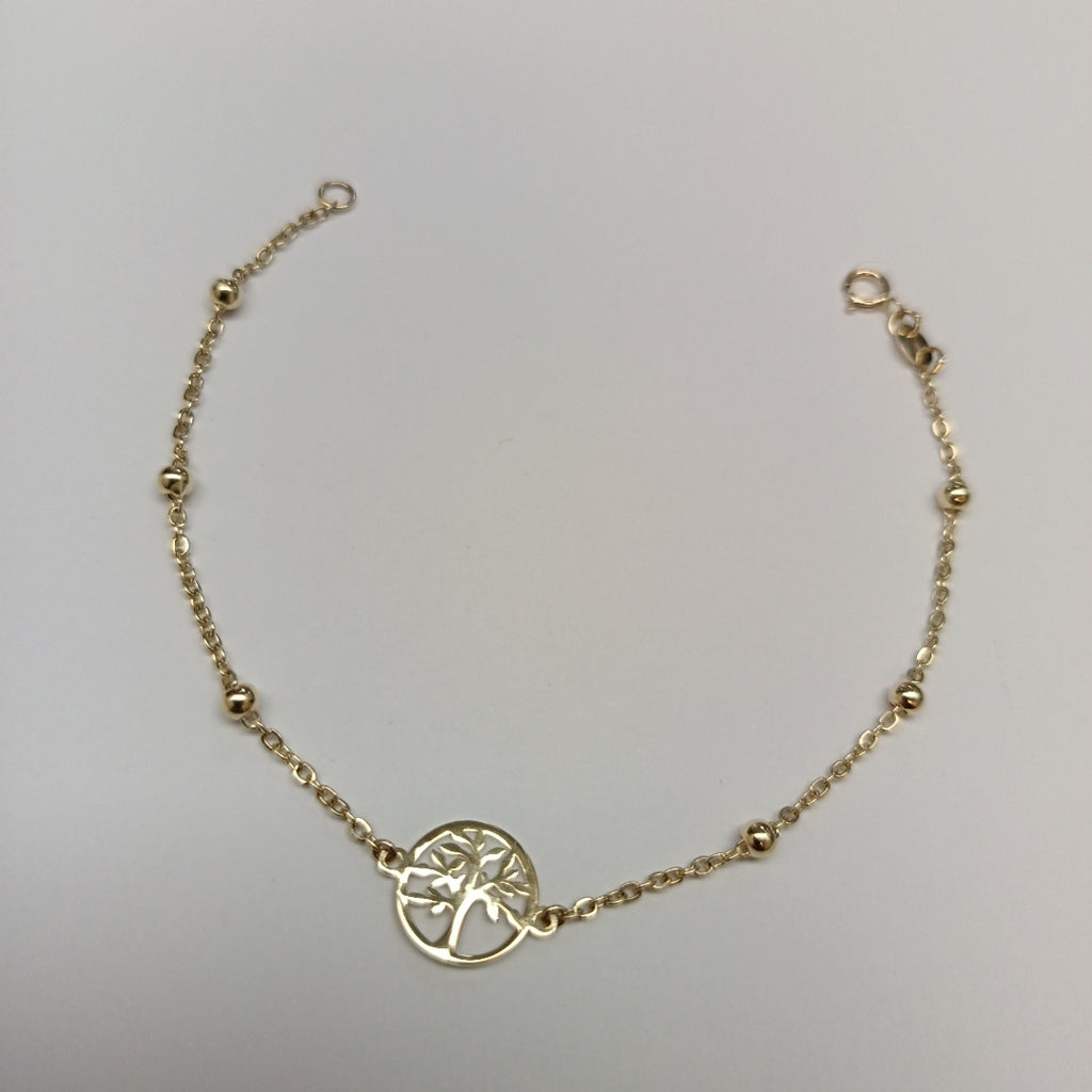 PULSERA TEJIDO ESPECIAL ARBOL 14K 18 CM 1.7 GR (NUEVO)