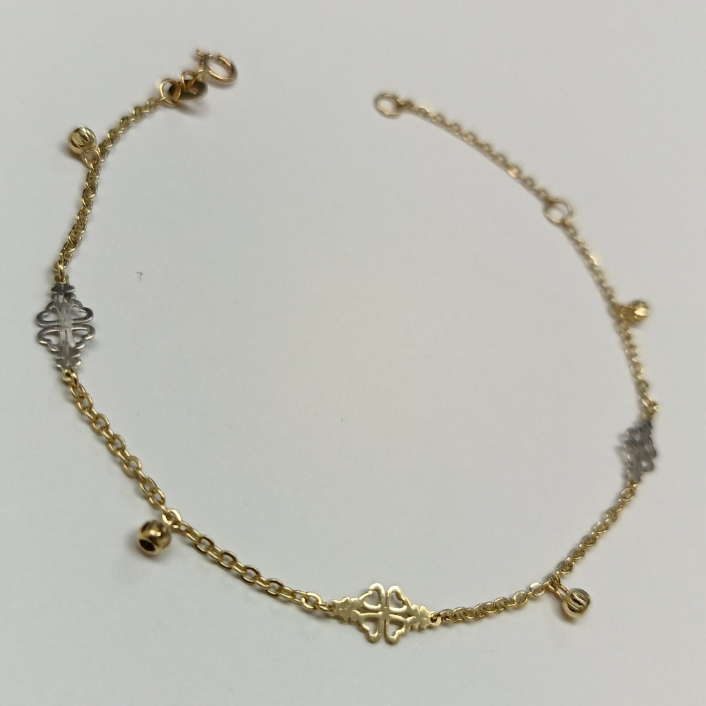 PULSERA ESPECIAL CON TREBOL 14K 18 CM 1.8 GR (NUEVO)