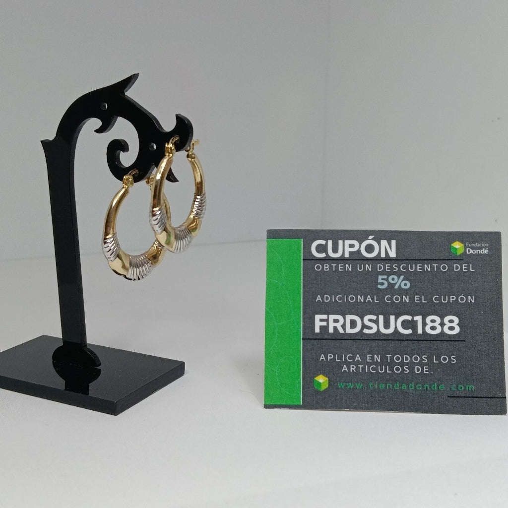 ARETES ARRACADAS HUECAS COMBINADAS 14K 2.6 GR (NUEVO)