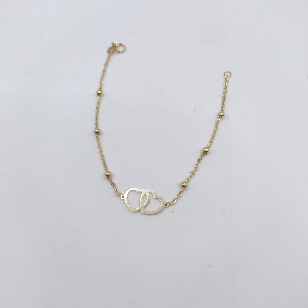 PULSERA TEJIDO ESPECIAL C CORAZONES 14K 18 CM 1.7 GR (NUEVO)