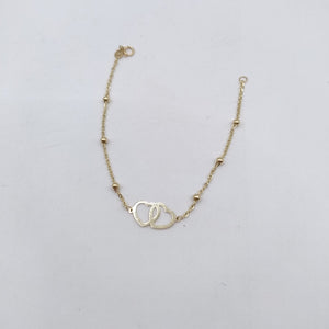 PULSERA TEJIDO ESPECIAL C CORAZONES 14K 18 CM 1.7 GR (NUEVO)