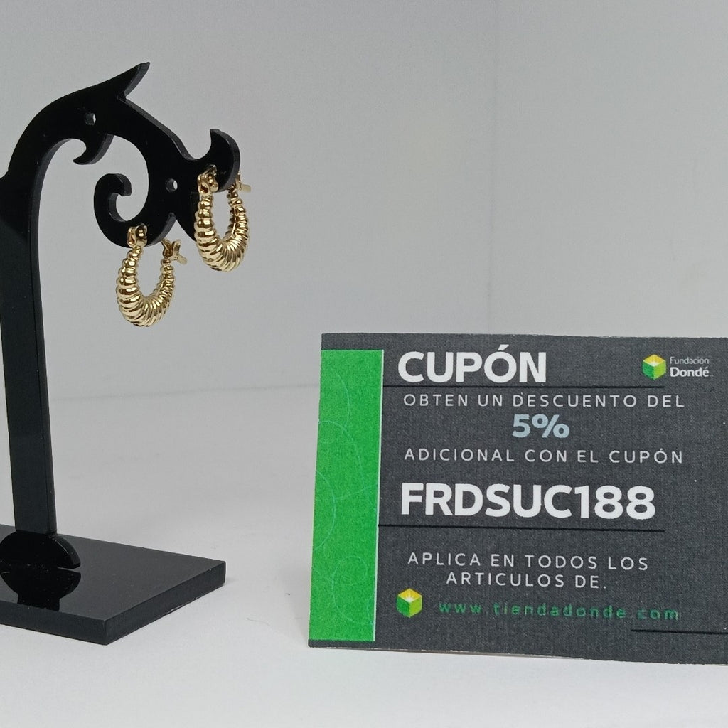 ARETES ARRACADA ESTRIADAS 14K 1.1 GR (NUEVO)