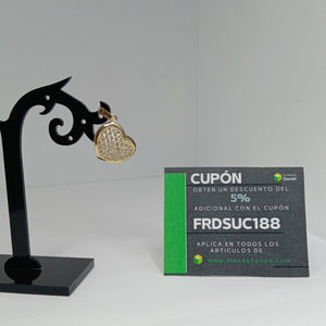 DIJE TEJIDO CORAZON CON CIRCONIAS 14K 1.7 GR (NUEVO)