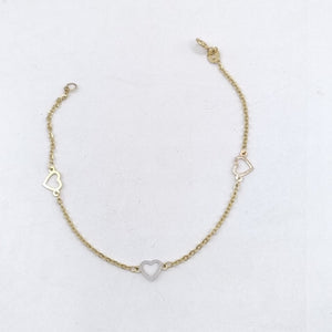 PULSERA ESPECIAL CON CORAZONES 14K 18 CM 1.3 GR (NUEVO)