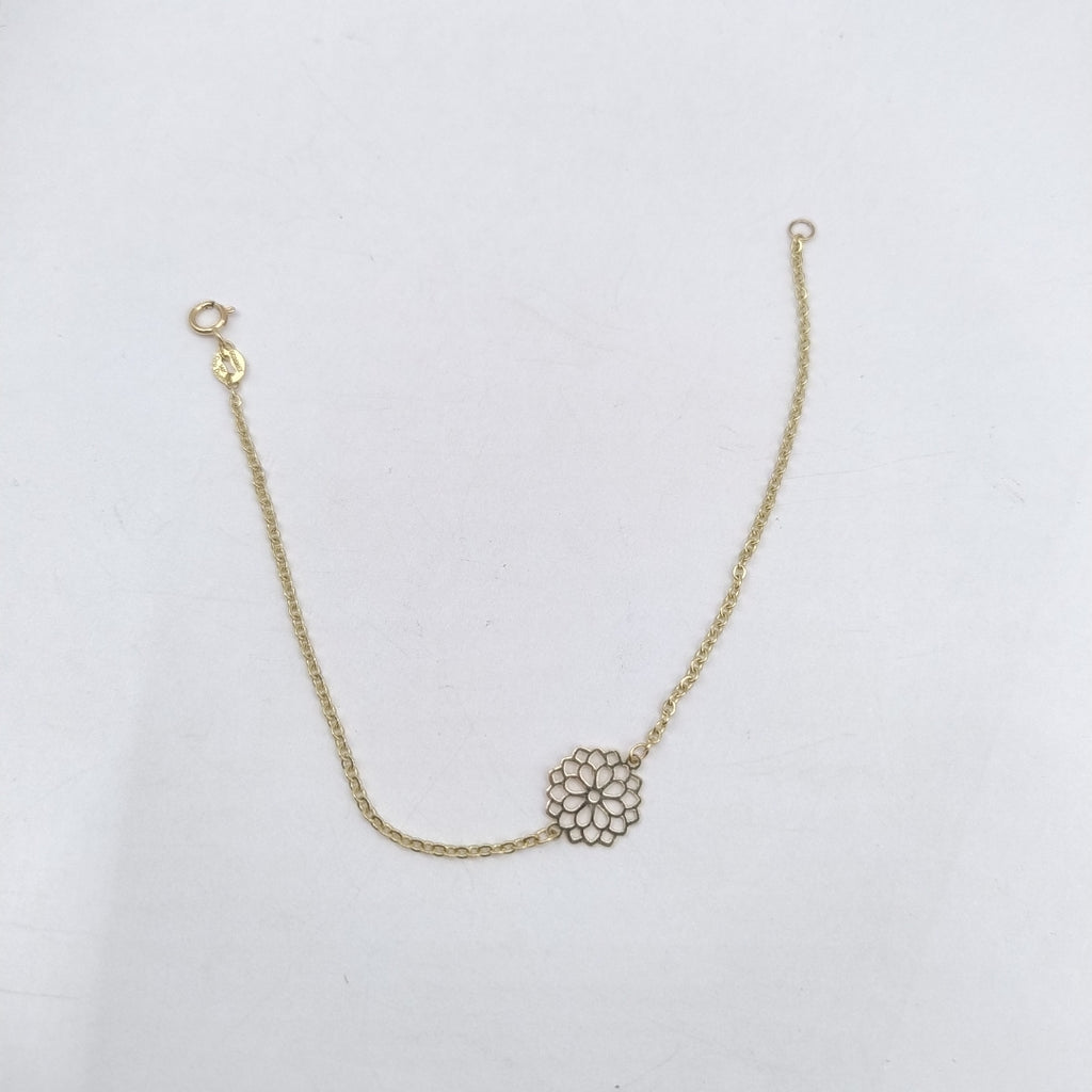 PULSERA TEJIDO ESPECIAL CON MANDALA 14K 18 CM 1.3 GR (NUEVO)