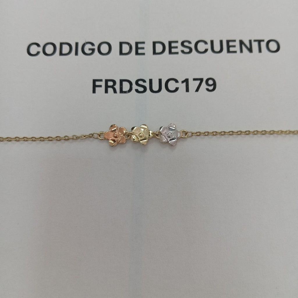 PULSERA TEJIDO ESPECIAL FIG FLORES 14K 18 CM 2 GR (NUEVO)