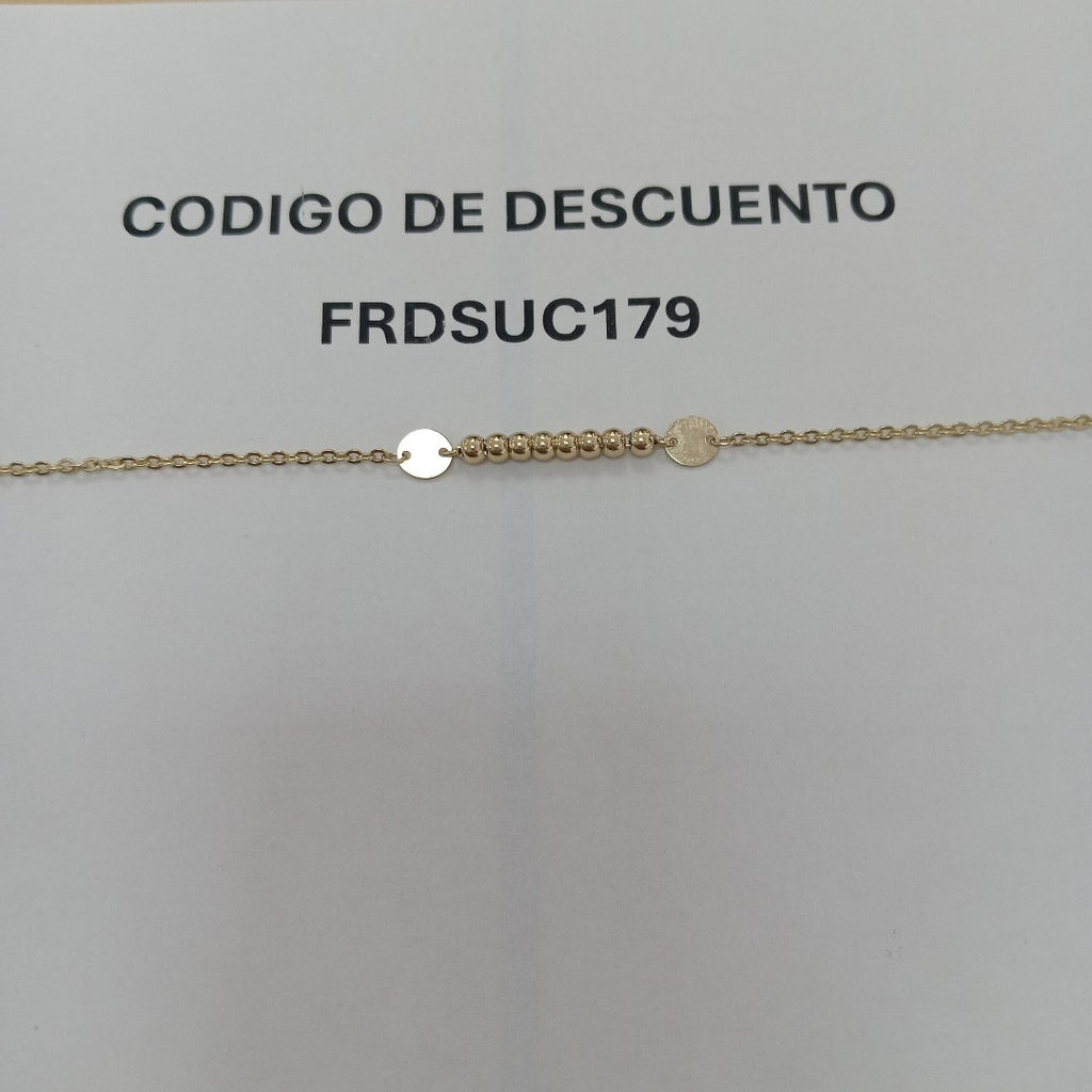 PULSERA TEJIDO ESPECIAL CON BOLITAS 14K 18 CM 1.8 GR (NUEVO)