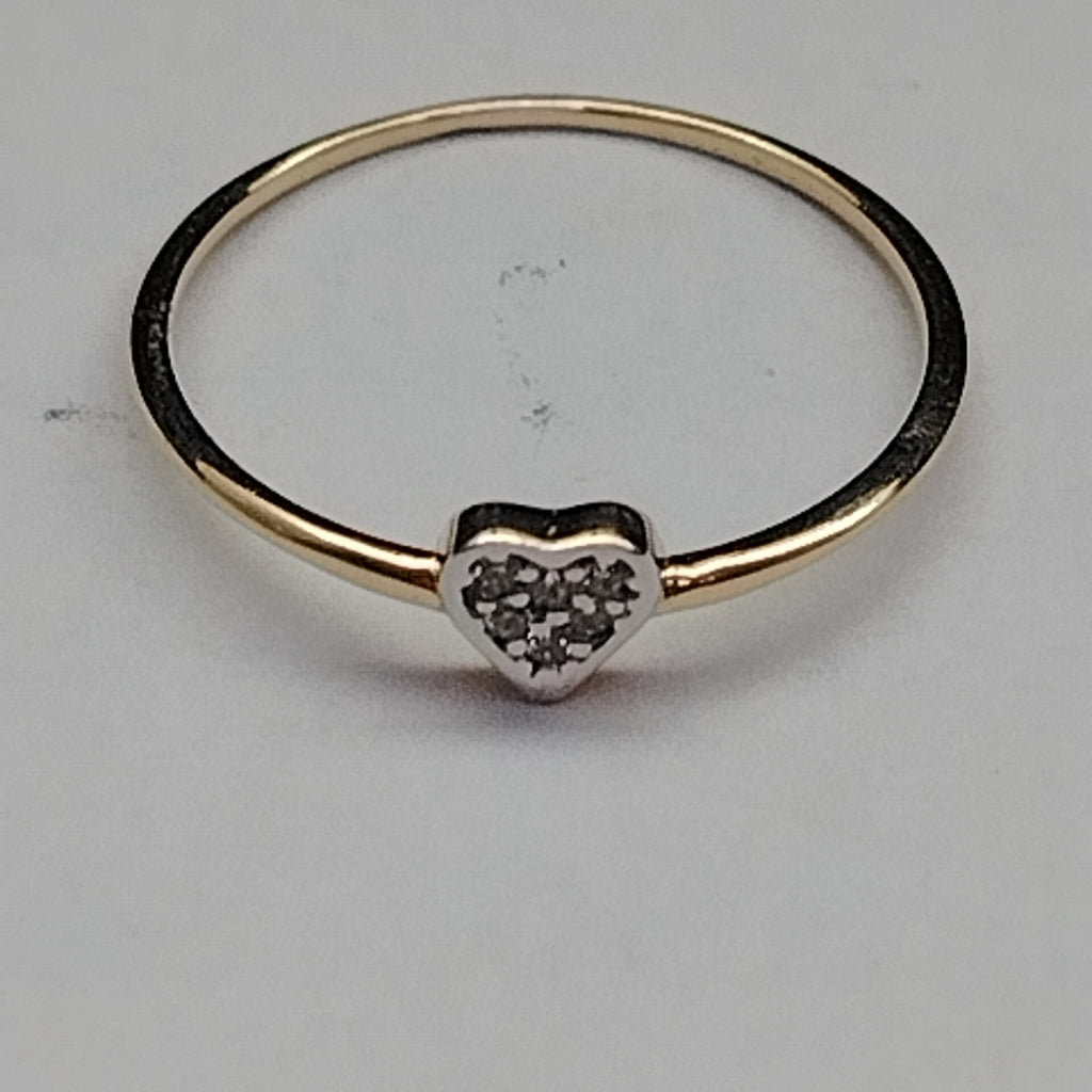 ANILLO ANILLITO CORAZON C CIRCONIA 14K 7 TALLA 0.8 GR (NUEVO)