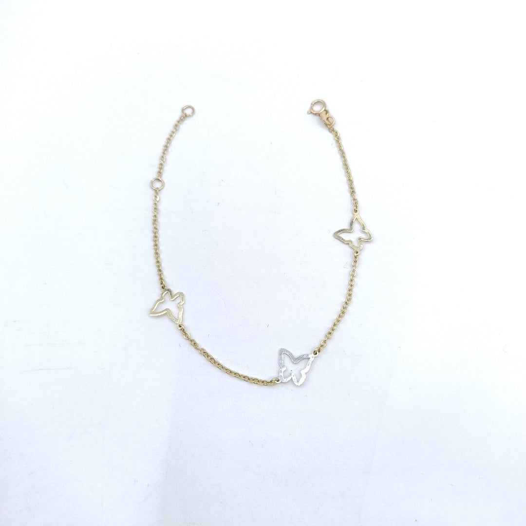 PULSERA ESPECIAL C MARIPOSAS 14K 18 CM 1.7 GR (NUEVO)