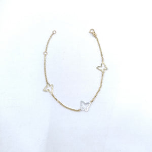 PULSERA ESPECIAL C MARIPOSAS 14K 18 CM 1.7 GR (NUEVO)