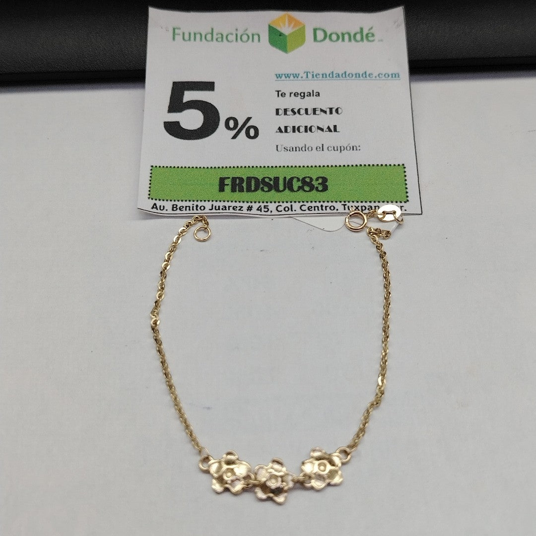PULSERA TEJIDO ESPECIAL FIG FLORES 14K 18 CM 2 GR (NUEVO)