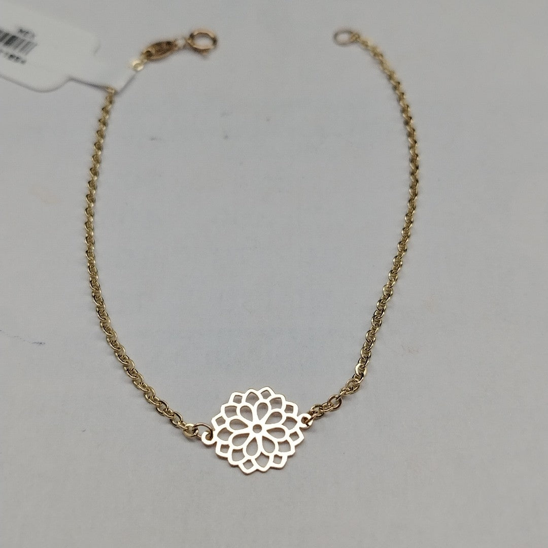 PULSERA TEJIDO ESPECIAL CON MANDALA 14K 18 CM 1.3 GR (NUEVO)