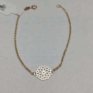 PULSERA TEJIDO ESPECIAL CON MANDALA 14K 18 CM 1.3 GR (NUEVO)