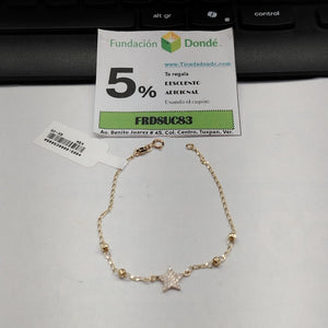 PULSERA ESPECIAL CON ESTRELLA Y CIRCONIAS 14K 18 CM 1.4 GR (NUEVO)