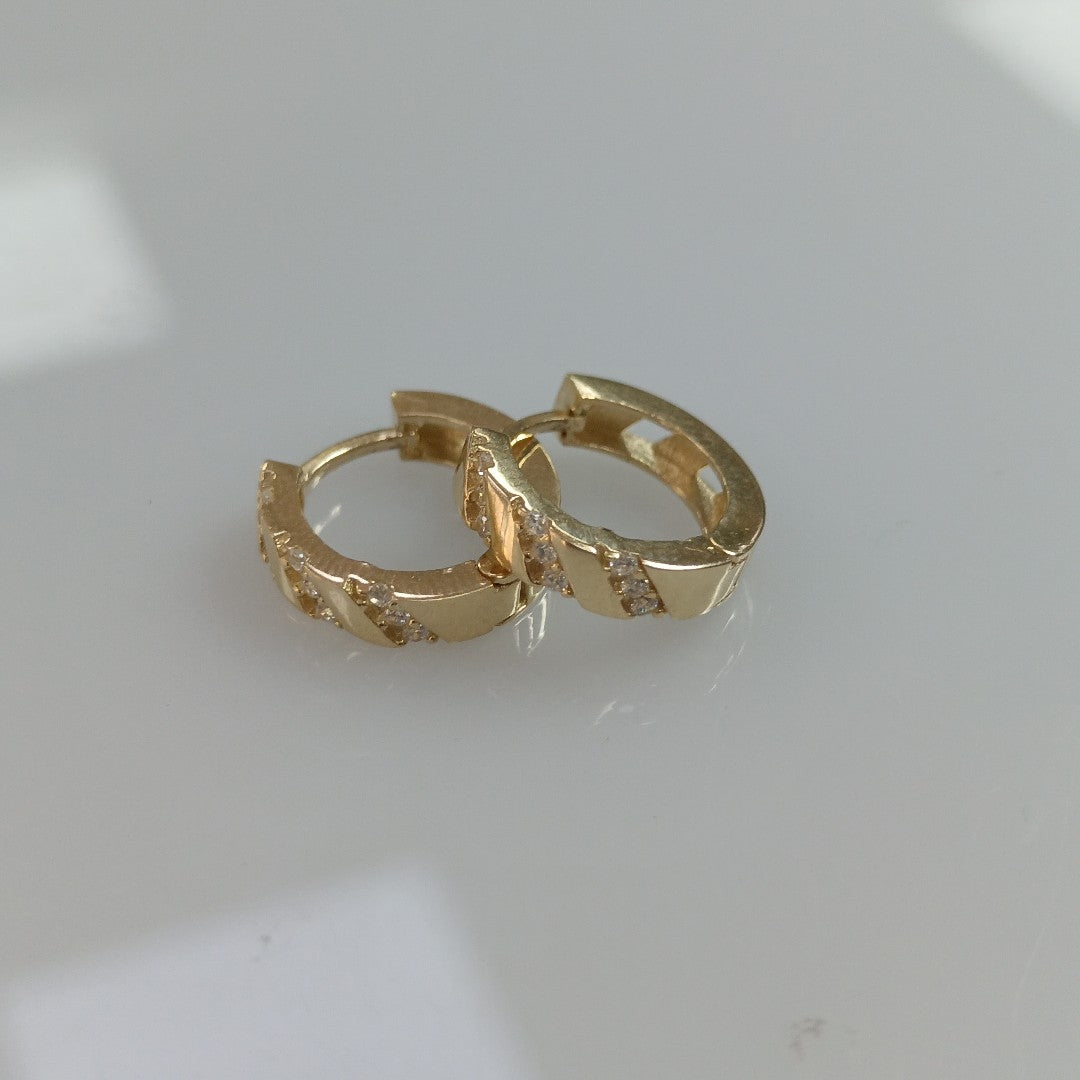 ARETES HUGGIES CON CIRCONIAS 14K 2.3 GR (NUEVO)