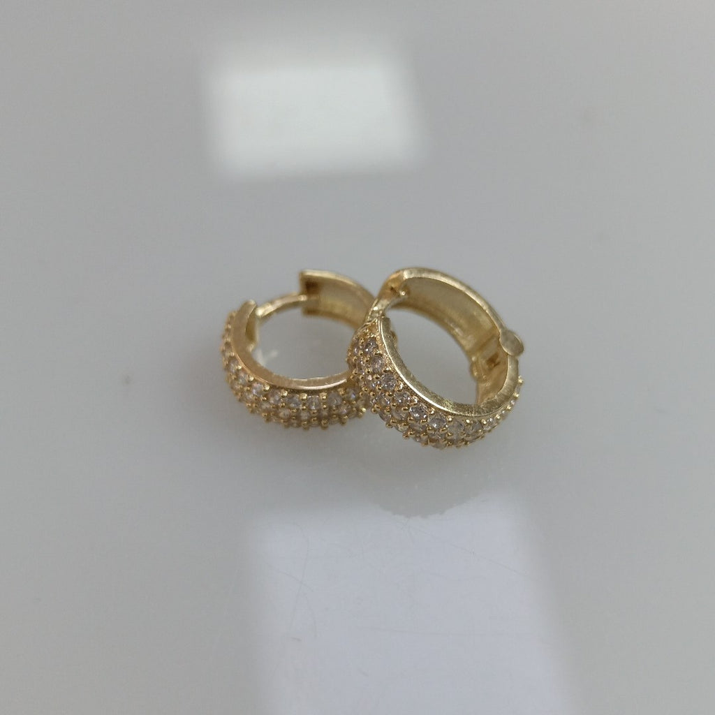ARETES HUGGIE CON CIRCONIAS 14K 2.1 GR (NUEVO)