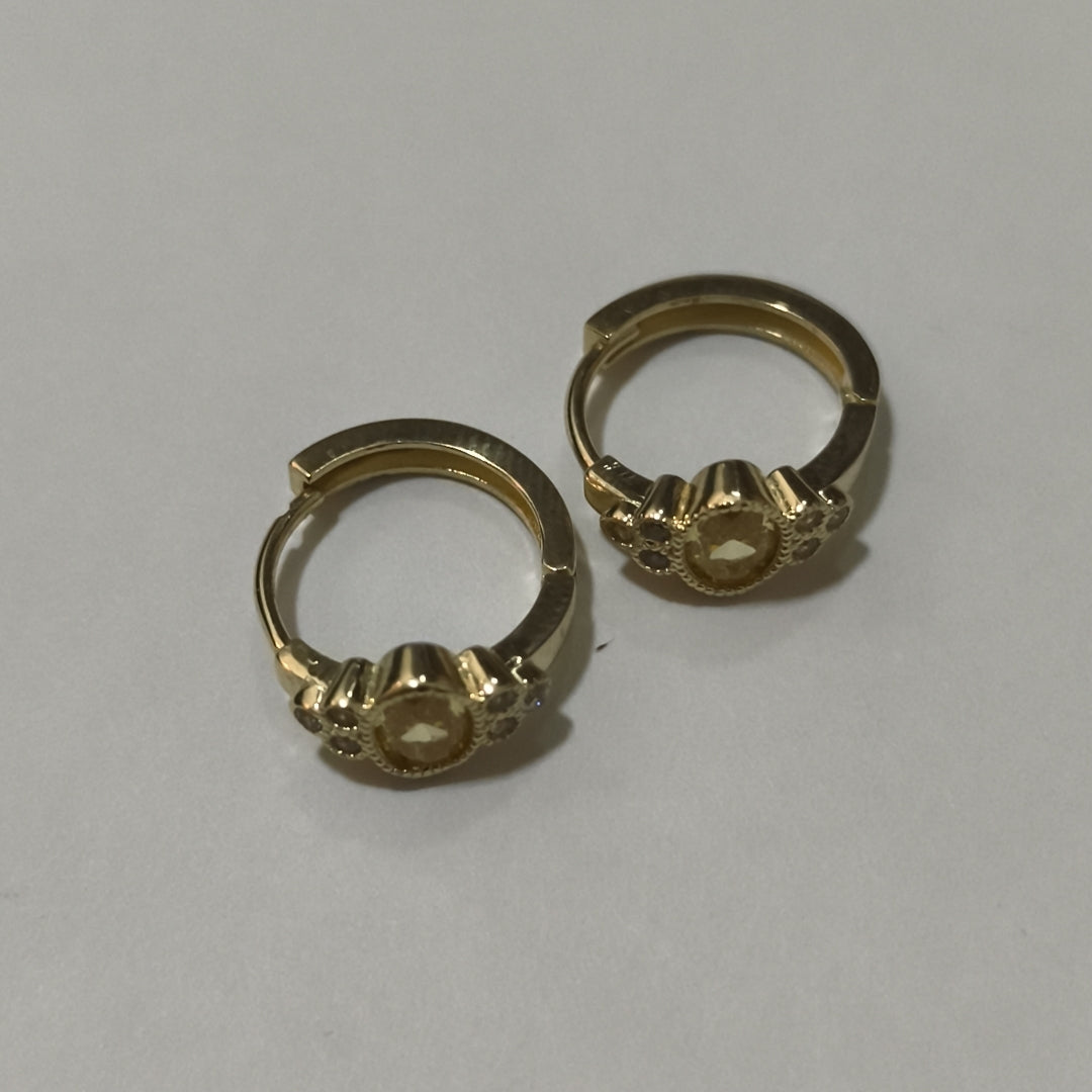 ARETES ARRACADAS CON CIRCONIAS Y PDRAS COL 14K 3.3 GR (NUEVO)