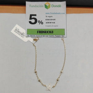 PULSERA ESPECIAL CON ESTRELLA Y CIRCONIAS 14K 18 CM 1.5 GR (NUEVO)