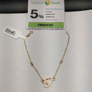 PULSERA TEJIDO ESPECIAL CORAZONES CON CIRCONIAS 14K 18 CM 2.4 GR (NUEVO)
