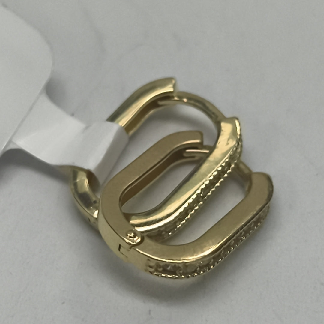 ARETES HUGGIES OVALADA C CIRCONIAS 14K 2.5 GR (NUEVO)