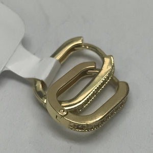 ARETES HUGGIES OVALADA C CIRCONIAS 14K 2.5 GR (NUEVO)