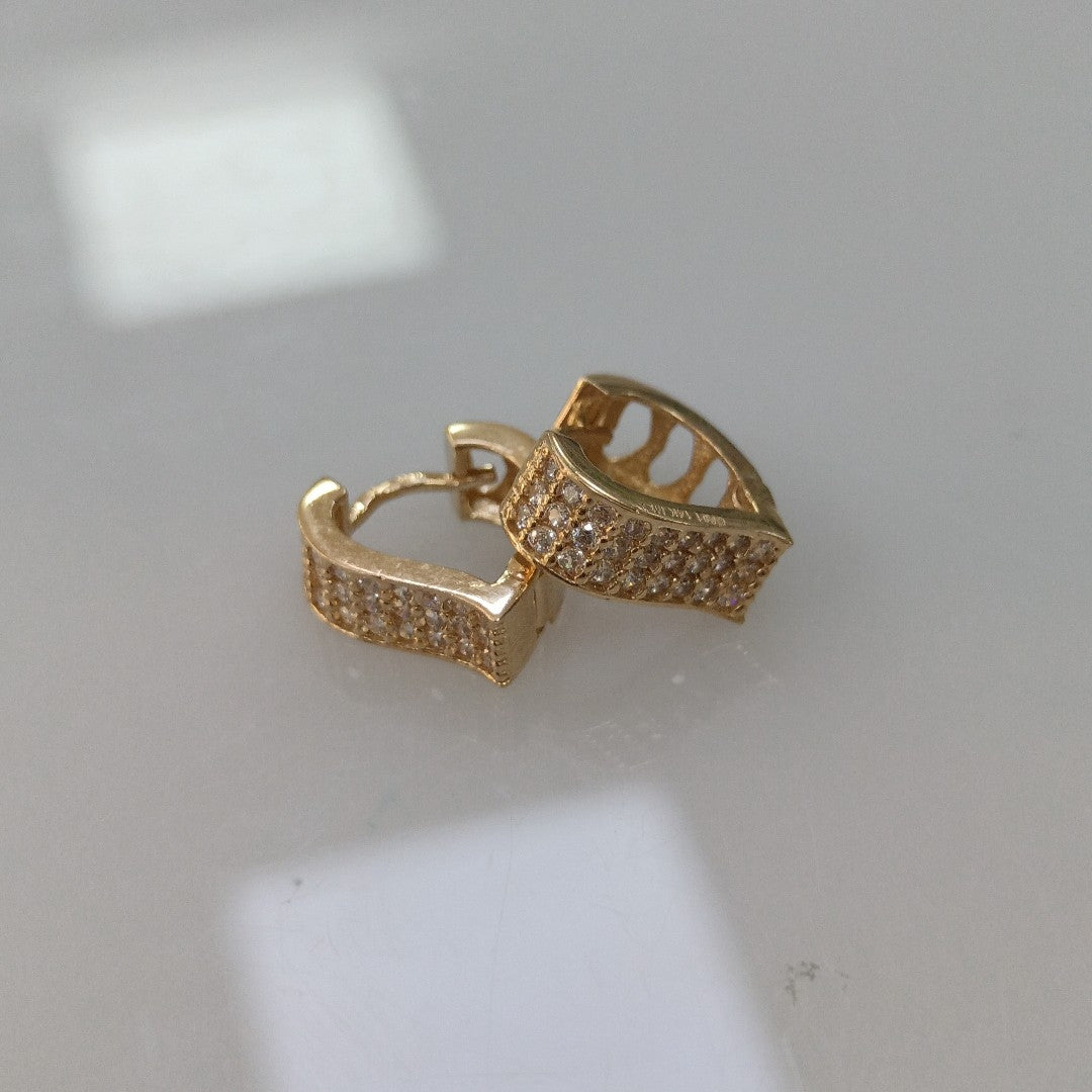 ARETES ARRACADAS CORAZON C CIRCONIAS 14K 2.3 GR (NUEVO)