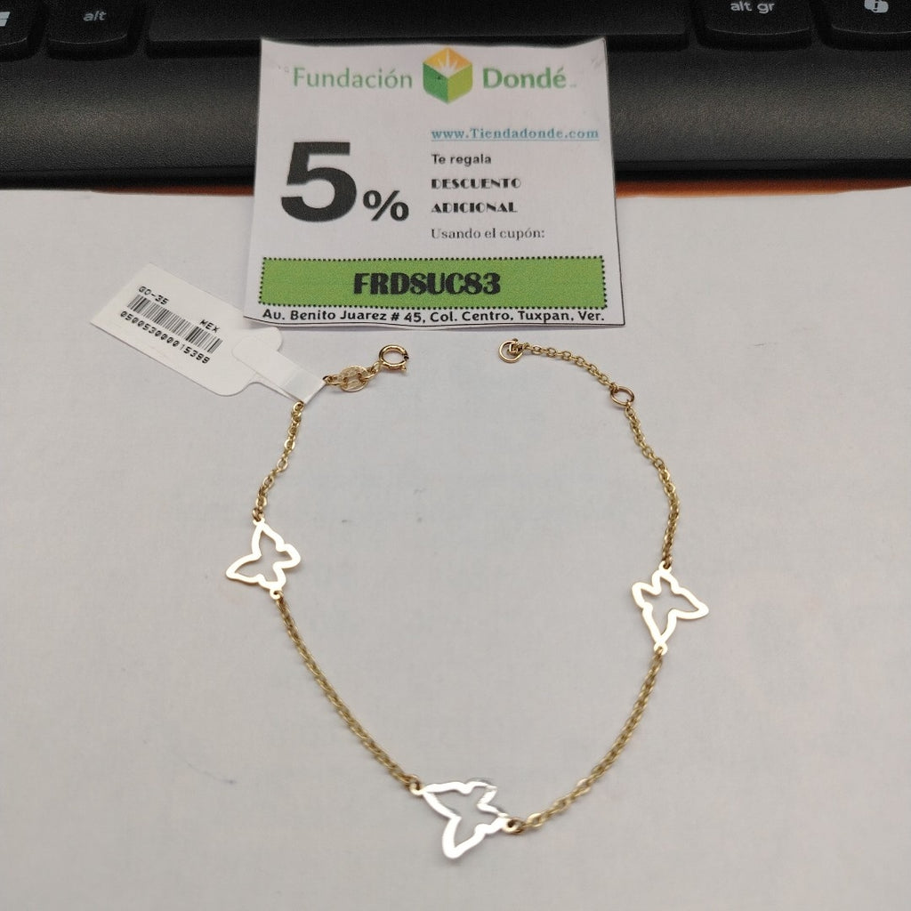 PULSERA ESPECIAL C MARIPOSAS 14K 18 CM 1.7 GR (NUEVO)