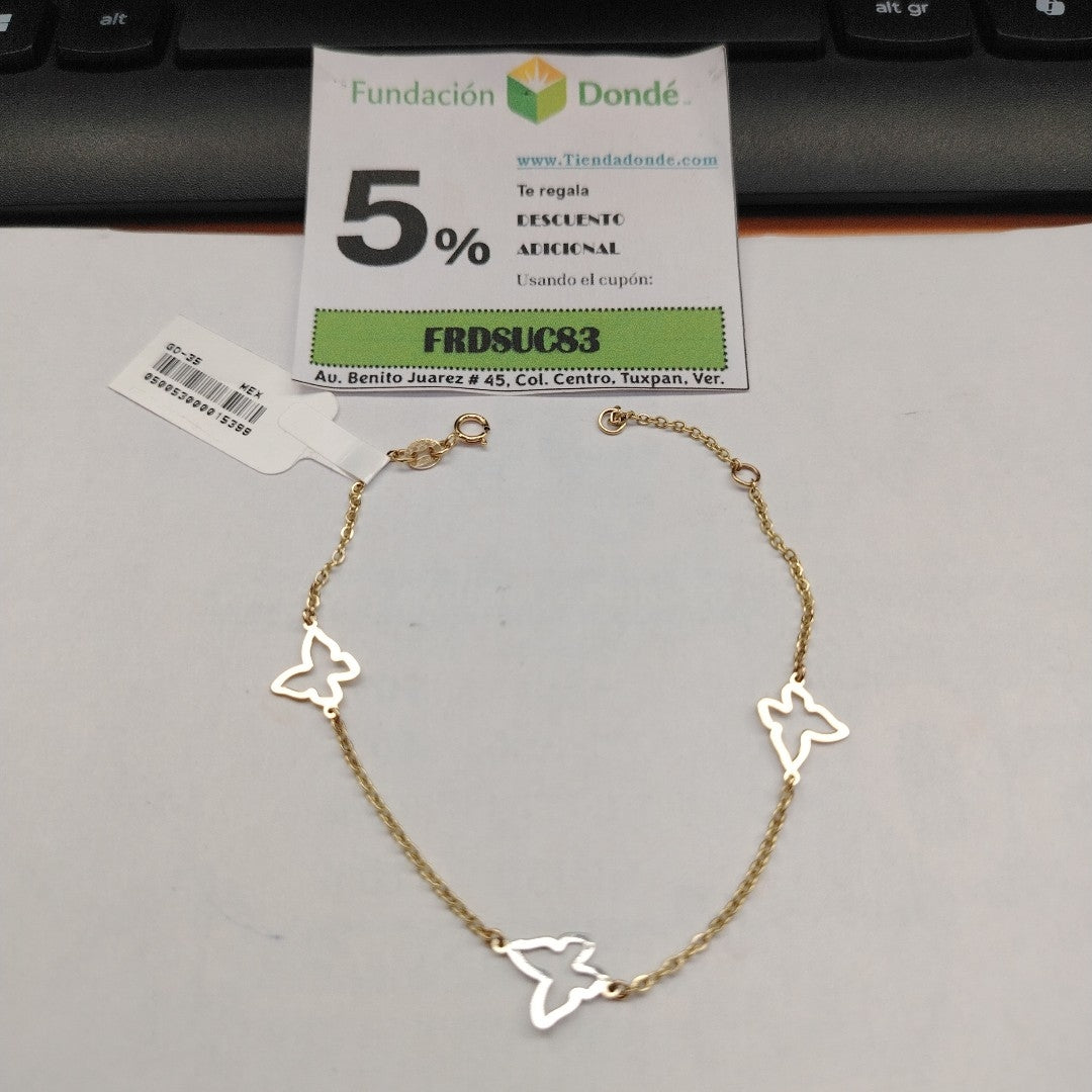 PULSERA ESPECIAL C MARIPOSAS 14K 18 CM 1.7 GR (NUEVO)