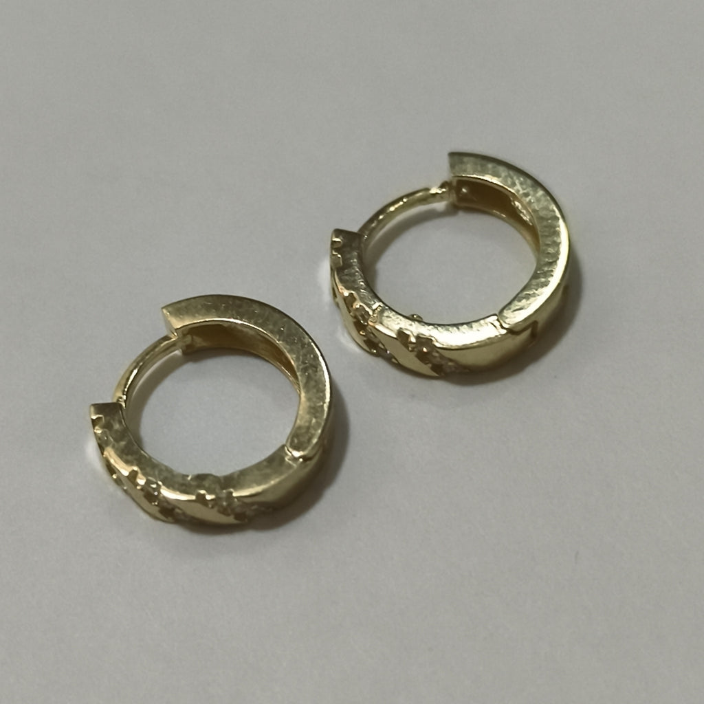 ARETES HUGGIES CON CIRCONIAS 14K 2.3 GR (NUEVO)