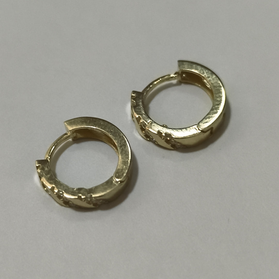 ARETES HUGGIES CON CIRCONIAS 14K 2.3 GR (NUEVO)