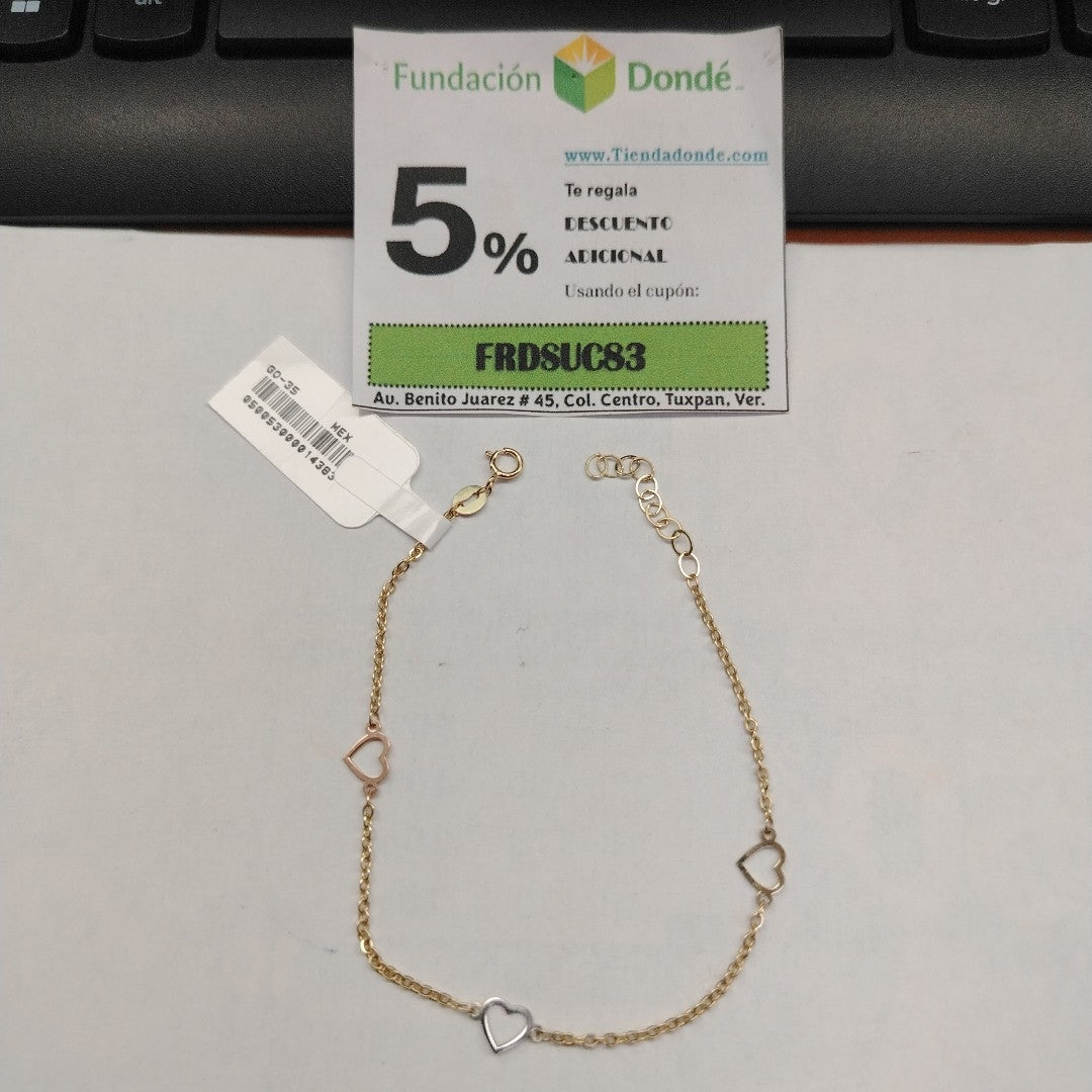PULSERA ESPECIAL CON CORAZONES 10K 18 CM 1.2 GR (NUEVO)