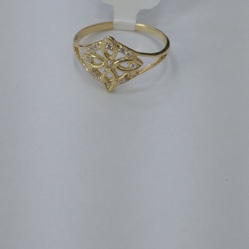 ANILLOS ANILLITO FIG NUDO DE BRUJA CON CIRCONIAS 10K TALLA 8 1.7 GR (NUEVO)