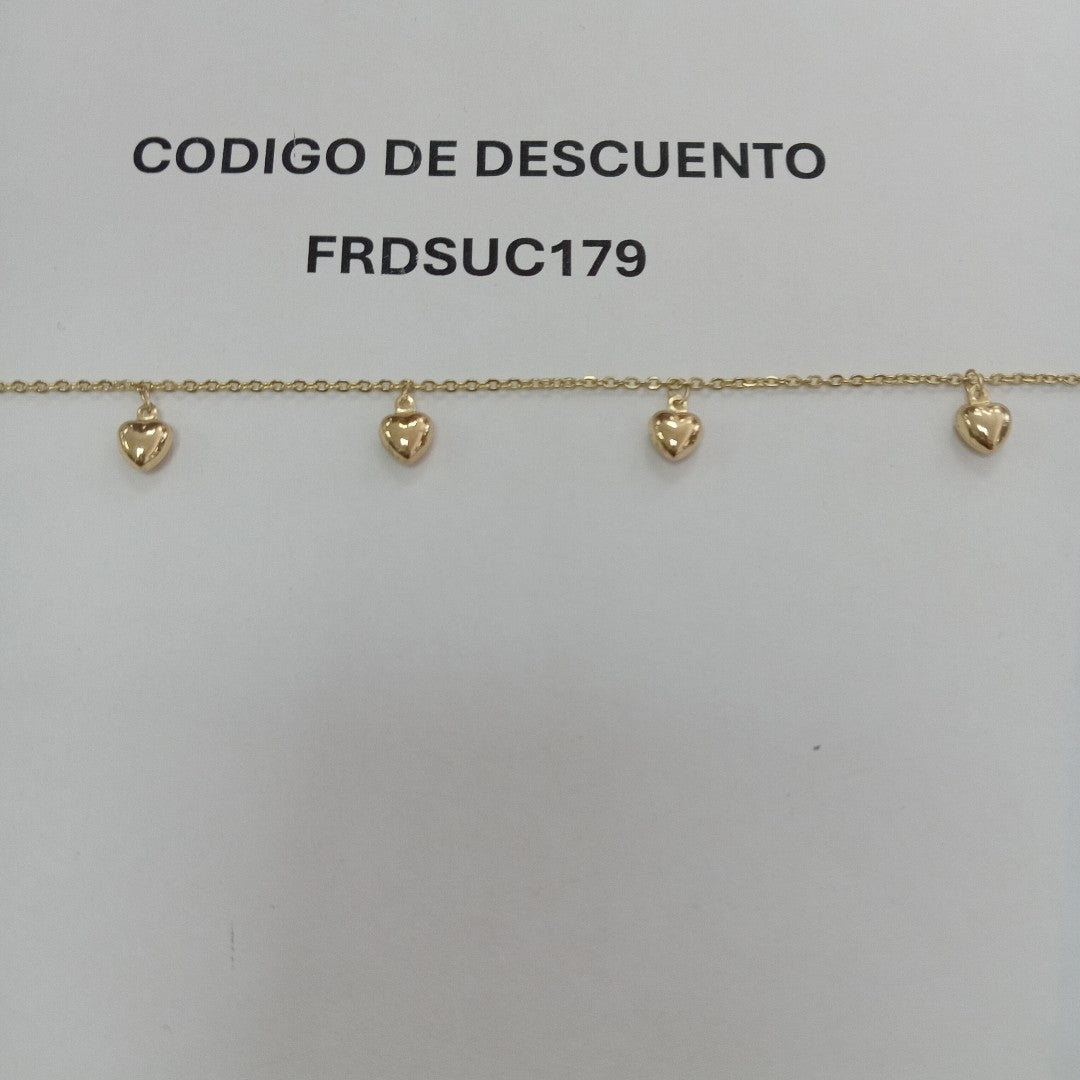 PULSERA ESP CON FIG CORAZONES 14K 18 CM 1.9 GR (NUEVO)