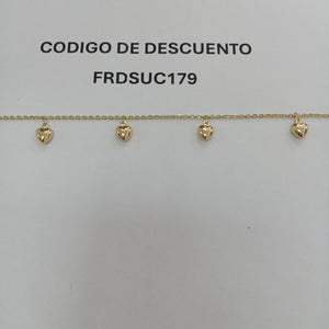 PULSERA ESP CON FIG CORAZONES 14K 18 CM 1.9 GR (NUEVO)