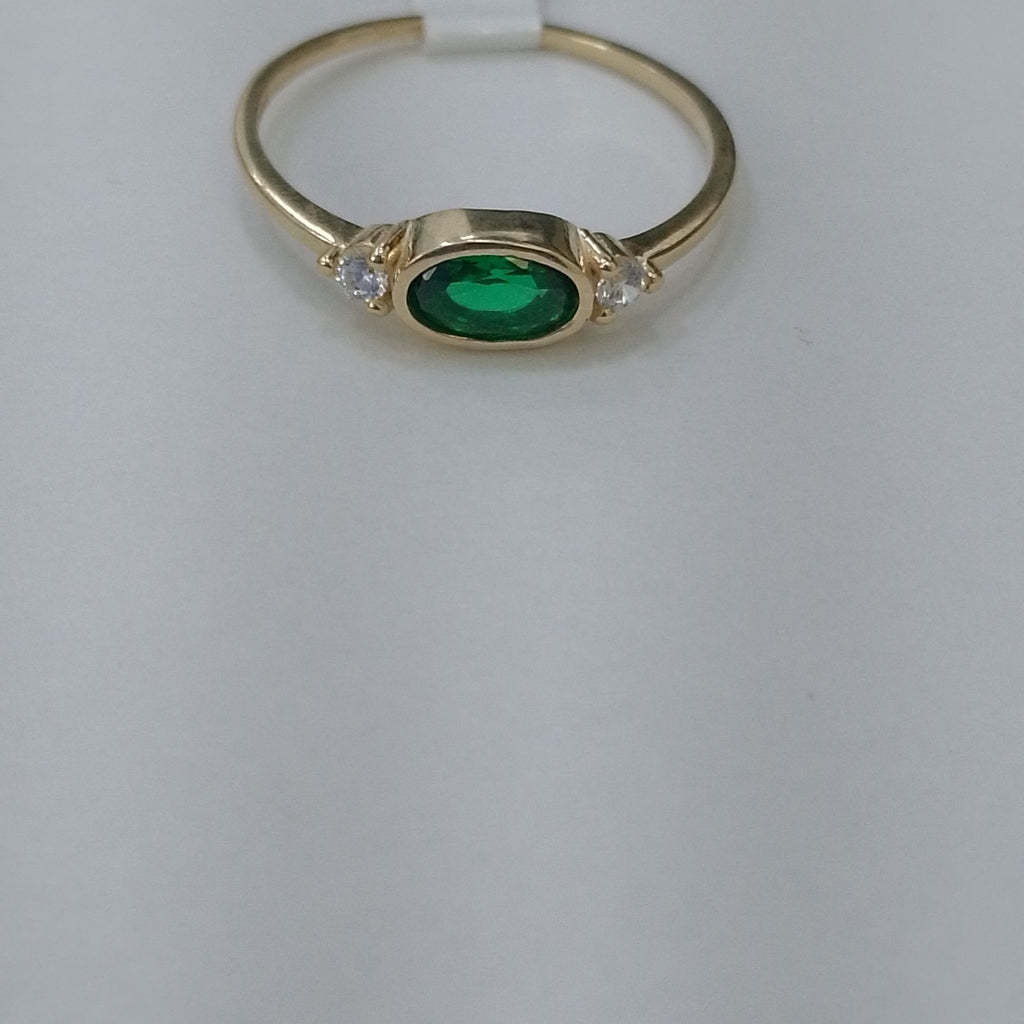 ANILLOS TEJIDO ANILLITO C CIRCONIAS Y PIEDRA VERDE 14K 8 1.2 GR (NUEVO)