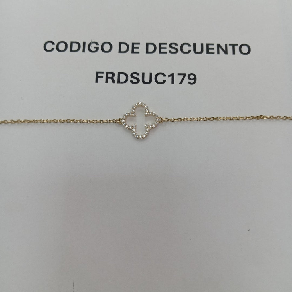 PULSERA TEJIDO ESPECIAL C CIRCONIAS 14K 18 CM 1.8 GR (NUEVO)
