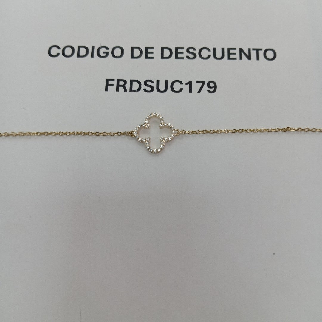 PULSERA TEJIDO ESPECIAL C CIRCONIAS 14K 18 CM 1.8 GR (NUEVO)