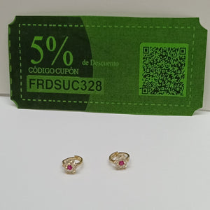 ARETES HUGGIES CON CIRCONIAS Y PIEDRA DE COLOR 14K 1.7 GR (NUEVO)