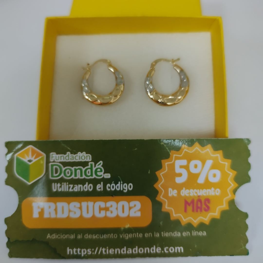 ARETES ARRACADAS COMBINADAS CON INFINITO 14K 2.1 GR (NUEVO)