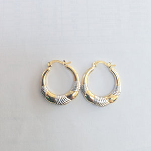 ARETES ARRACADAS HUECAS COMBINADAS 14K 2.5 GR (NUEVO)