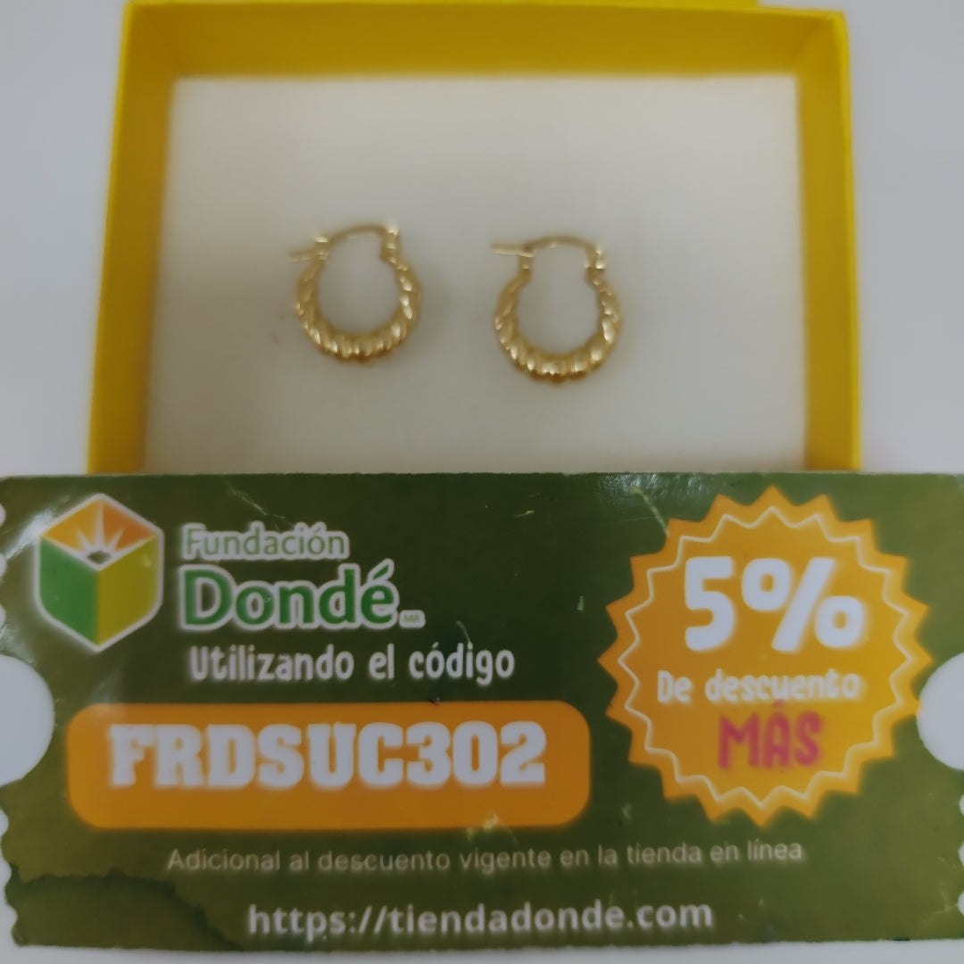 ARETES ARRACADAS TZL HUECAS 14K 1.6 GR (NUEVO)
