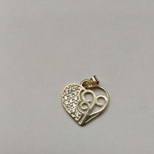 DIJE TEJIDO CORAZON CON CIRCONIAS Y ARBOL DE LA VIDA 14K 0.8 GR (NUEVO)